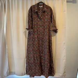 100% cotton floral maxi dress or cover-up size Medium